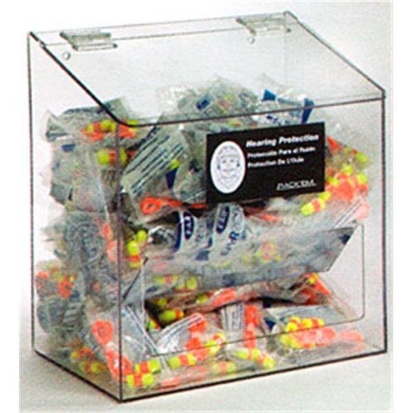 RackEm Racks 5133 300-Pair Foam Ear Plug Dispenser with Lid - Clear Plastic, Rack’Em Racks, Mfr#: 5133